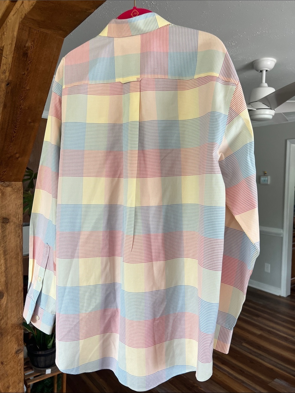 Orvis Pastel Checkered Button-Up Shirt in Yellow, Blue, Pink - Picture 7 of 10
